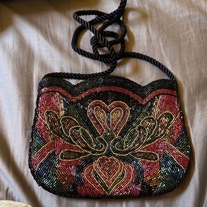 Elegant Beaded Evening Bag - Multicolor
